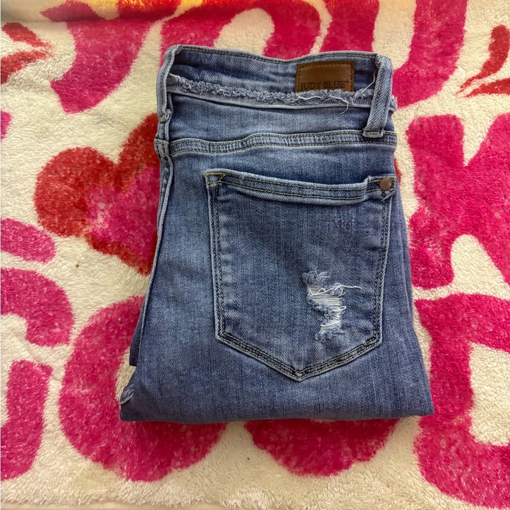 Judy Blue Skinny Jeans Blue Distressed Stretch